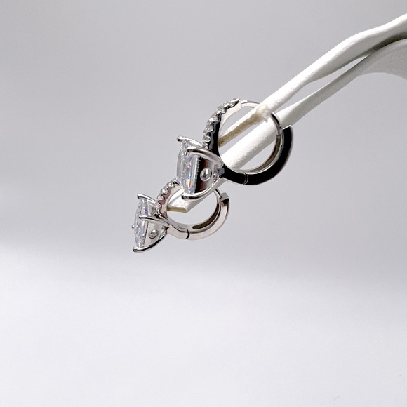 Sterling Silver Cz Huggie Earrings - Picture 4 of 17